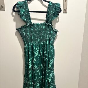 Hill House Dress - green floral medium